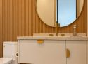 BA-005 Wood Slat Round Mirror