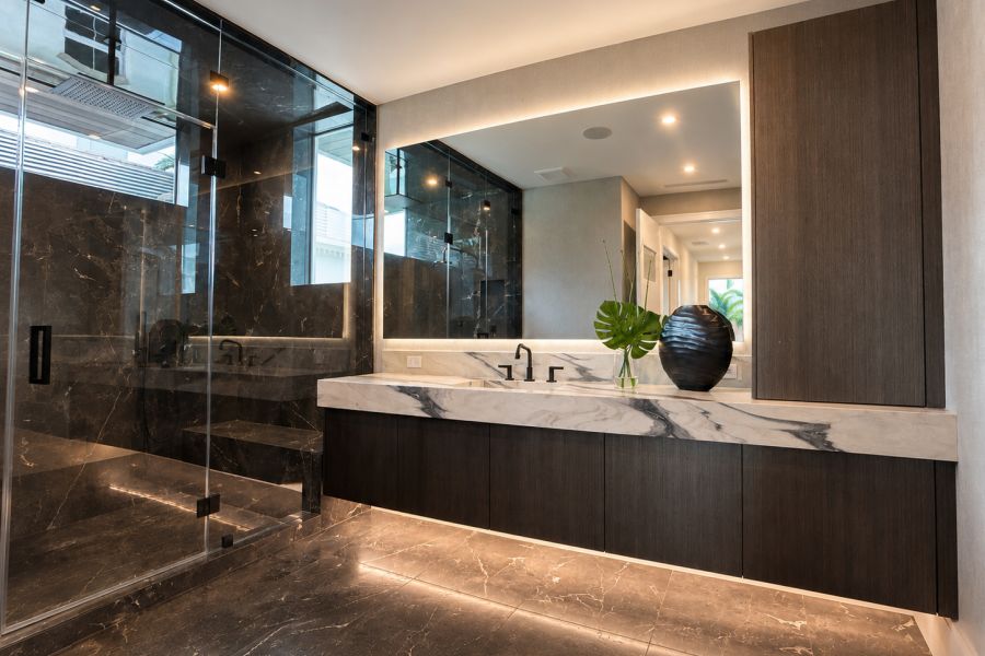 BA-007 Dark Marble Floating Vanity