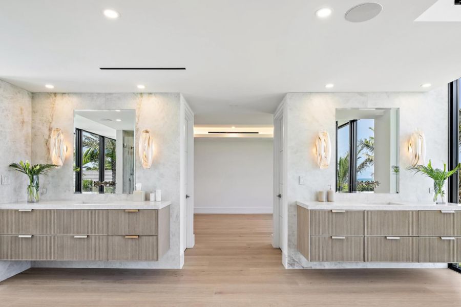 BA-009 Double Vanity White Bath