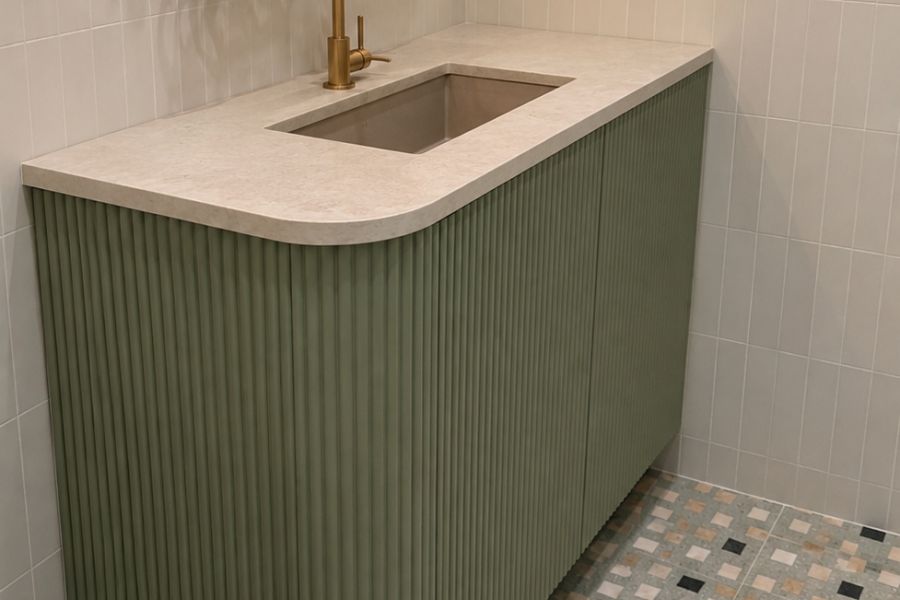 BA-012 Fluted Green Powder Room Vanity