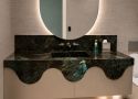 BA-014 Green Marble Curved Vanity