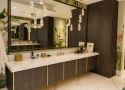 BA-017 Marble Double Vanity Gold Accents