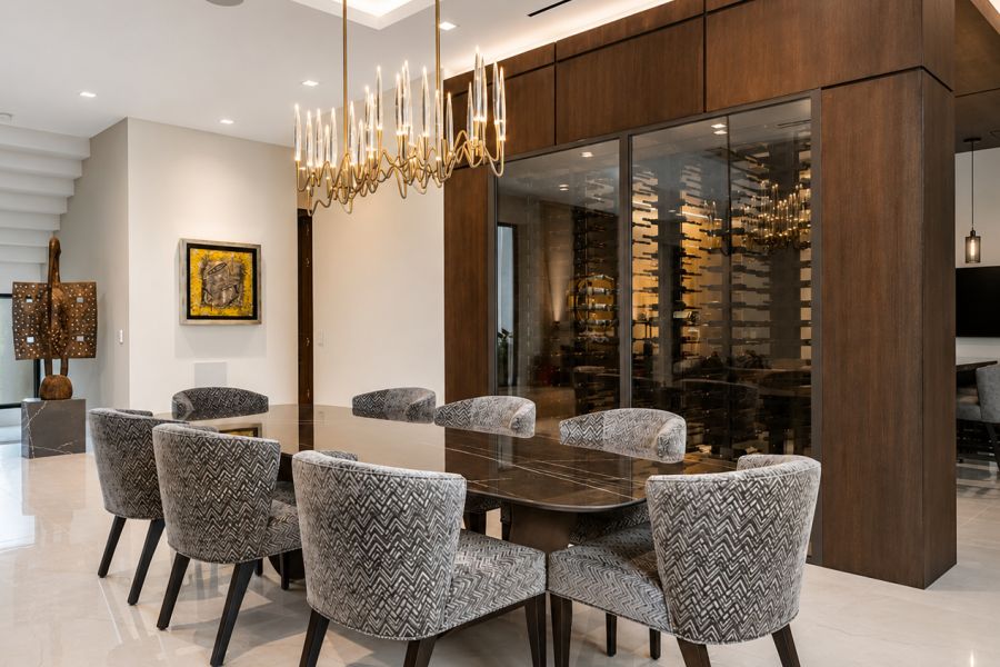 DR-009 Elegant modern dining with wine cellar