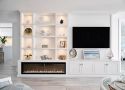 LR-018 White Built In Shelving Fireplace