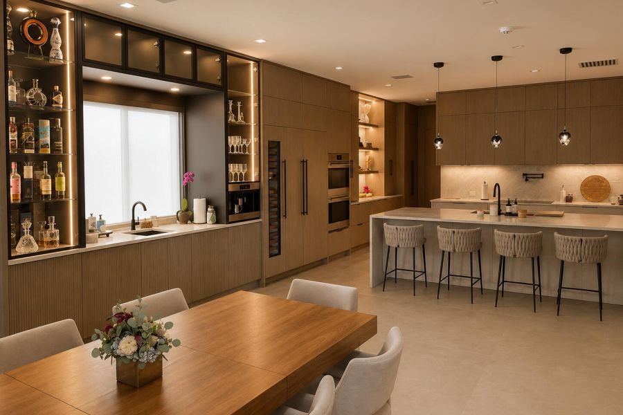 Dark Wood Bar Display Kitchen – Sunshine Alliance