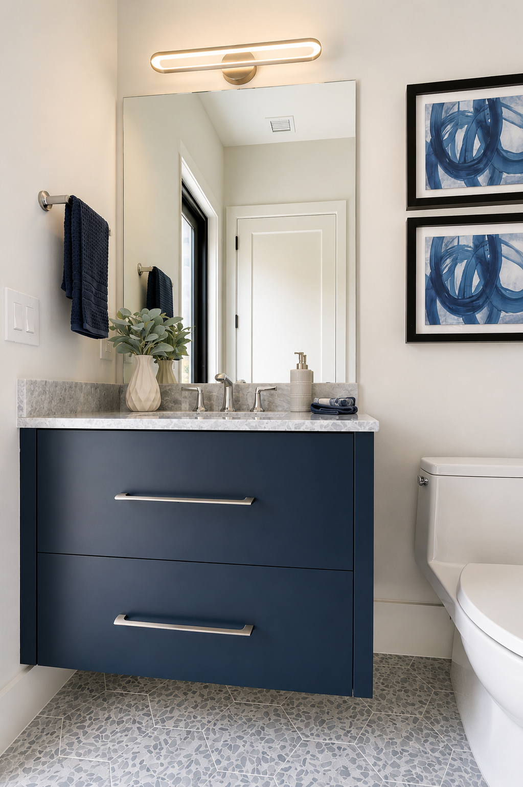 BA-019 Navy Blue Vanity Bathroom