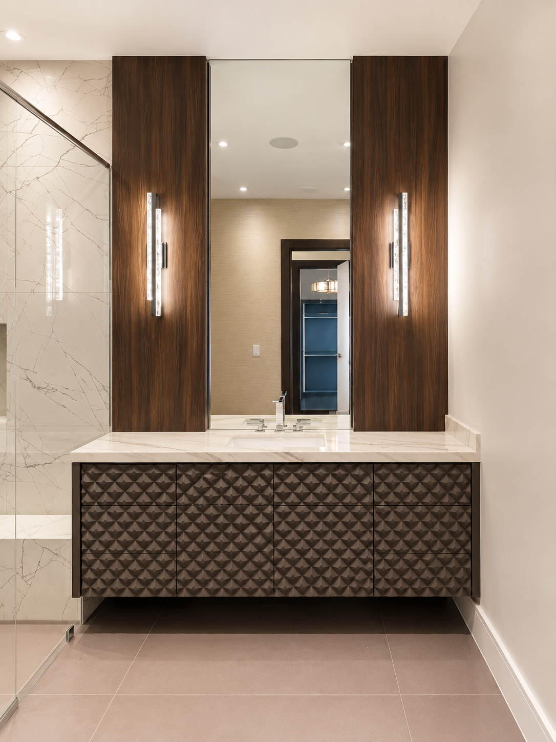 BA-026 Walnut Vanity Marble Bathroom