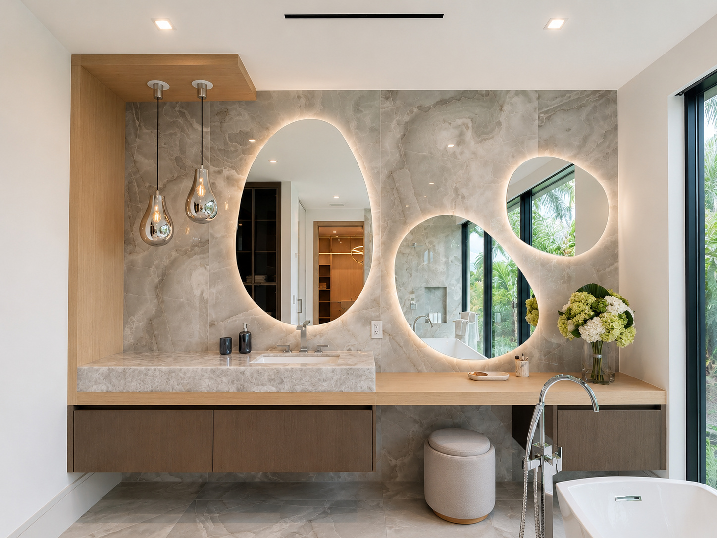 BA-030 Sleek modern bathroom with natural light