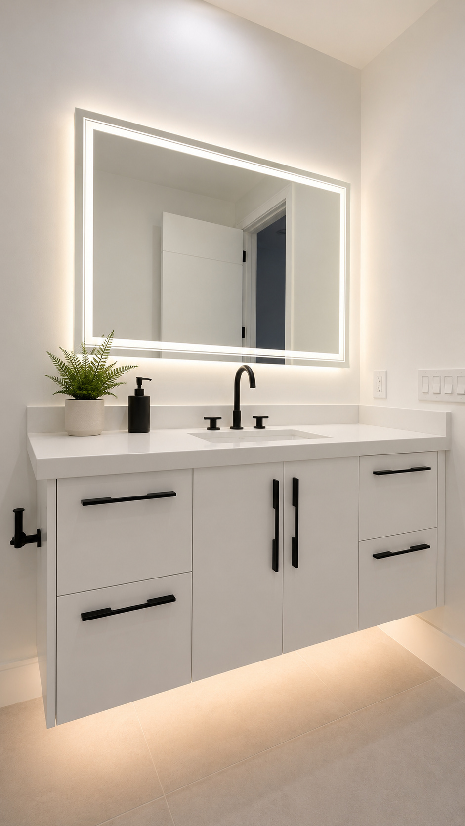 BA-031 Minimalist bathroom with backlit mirror