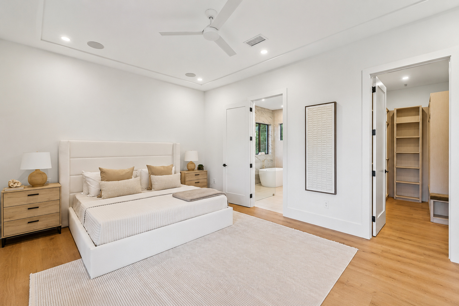 BR-010 Bedroom master Modern minimalist bedroom with natural accents