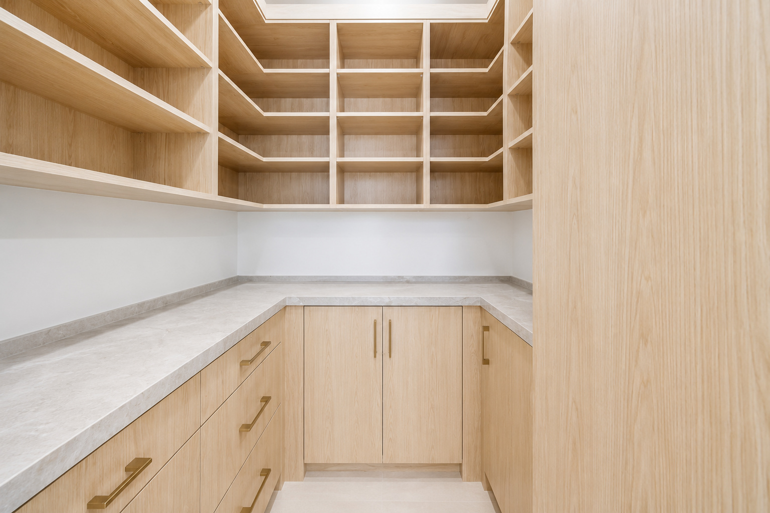 CL-006 Minimalist wooden pantry with clean lines