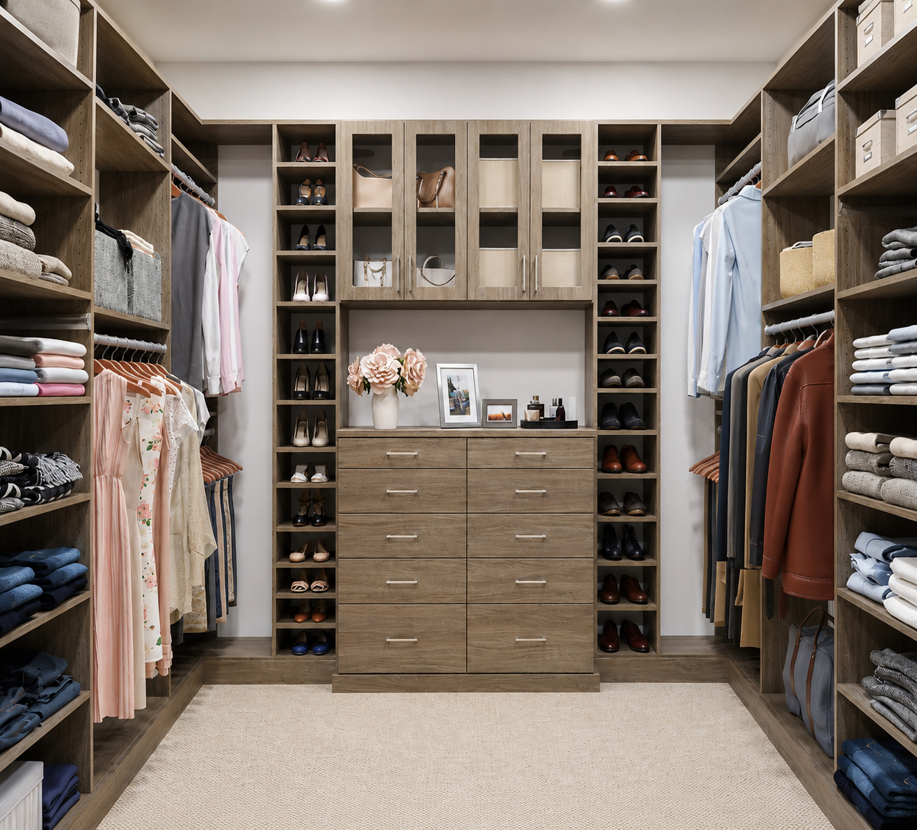 CL-011 Elegant walk-in closet with neat organization