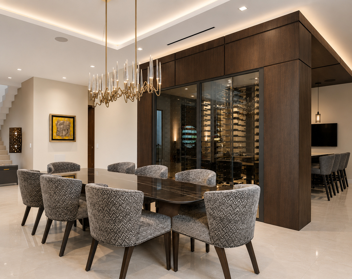 Glass wine wall dining | Sunshine Alliance, West Palm Beach