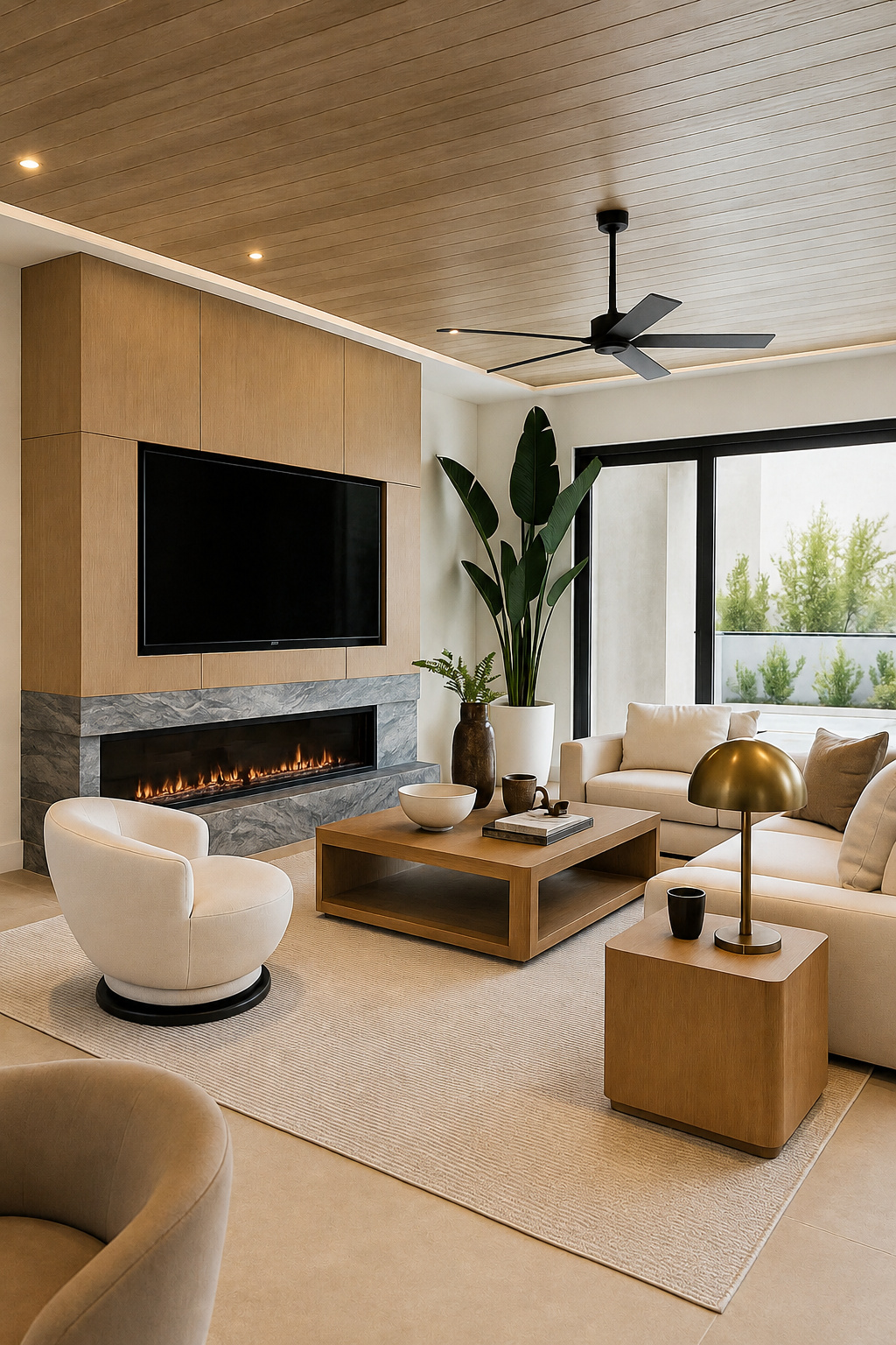 Custom fireplace feature wall millwork | Sunshine Alliance, Boca Raton FL