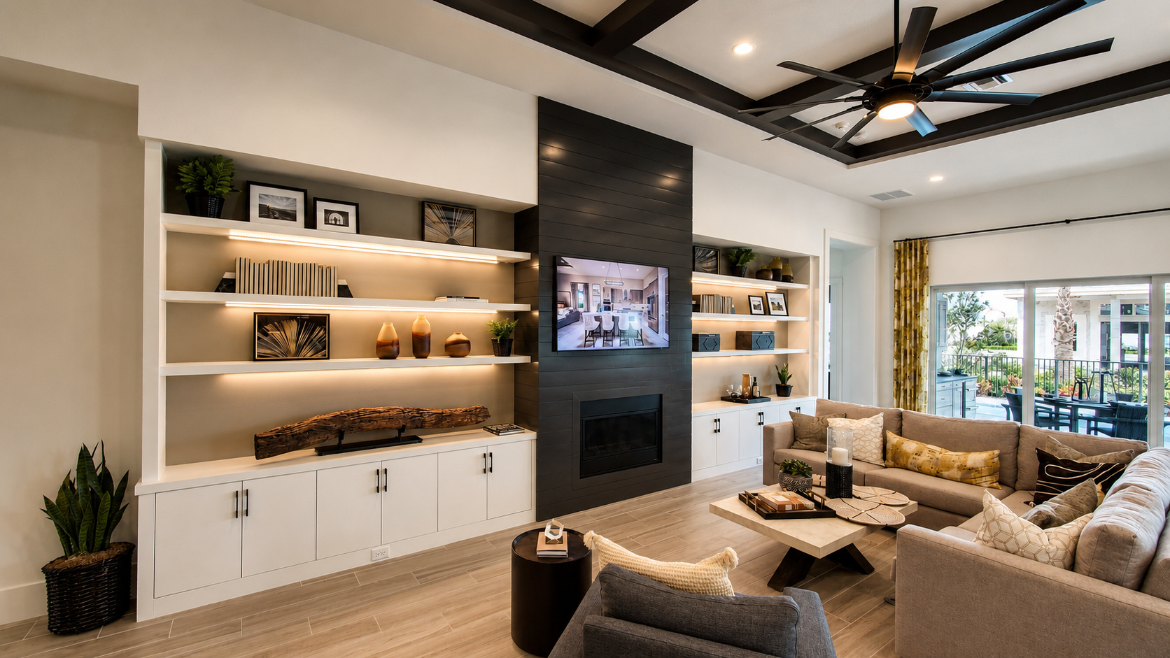 Modern living room with cozy accents | Sunshine Alliance, Fort Lauderdale