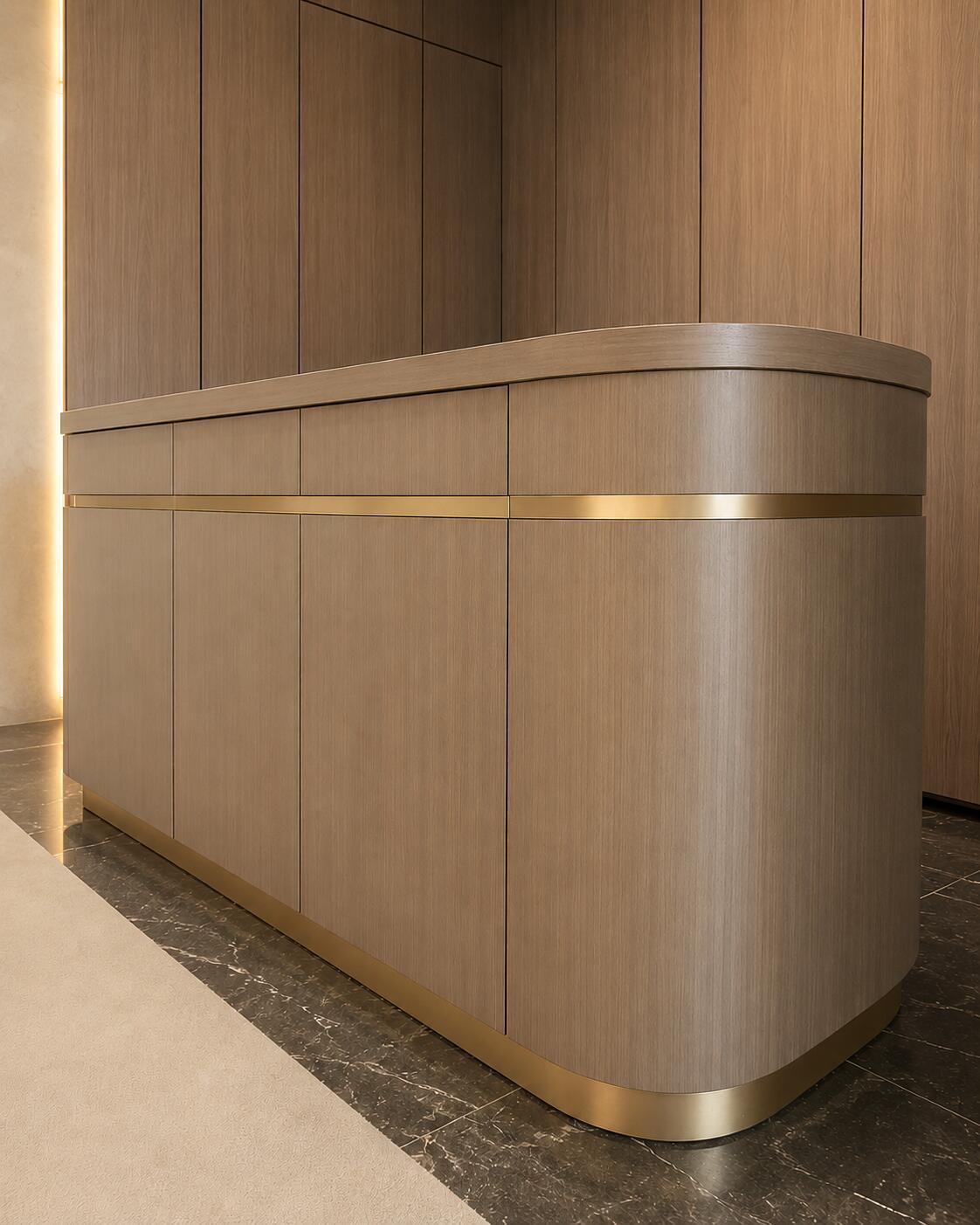 Curved Wood Feature Wall | Custom Millwork by Sunshine Alliance, Boca Raton FL