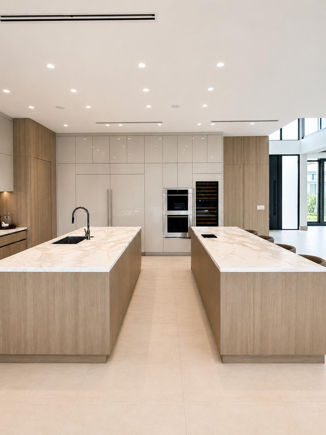 Double-island wood kitchen | Sunshine Alliance, Boca Raton FL