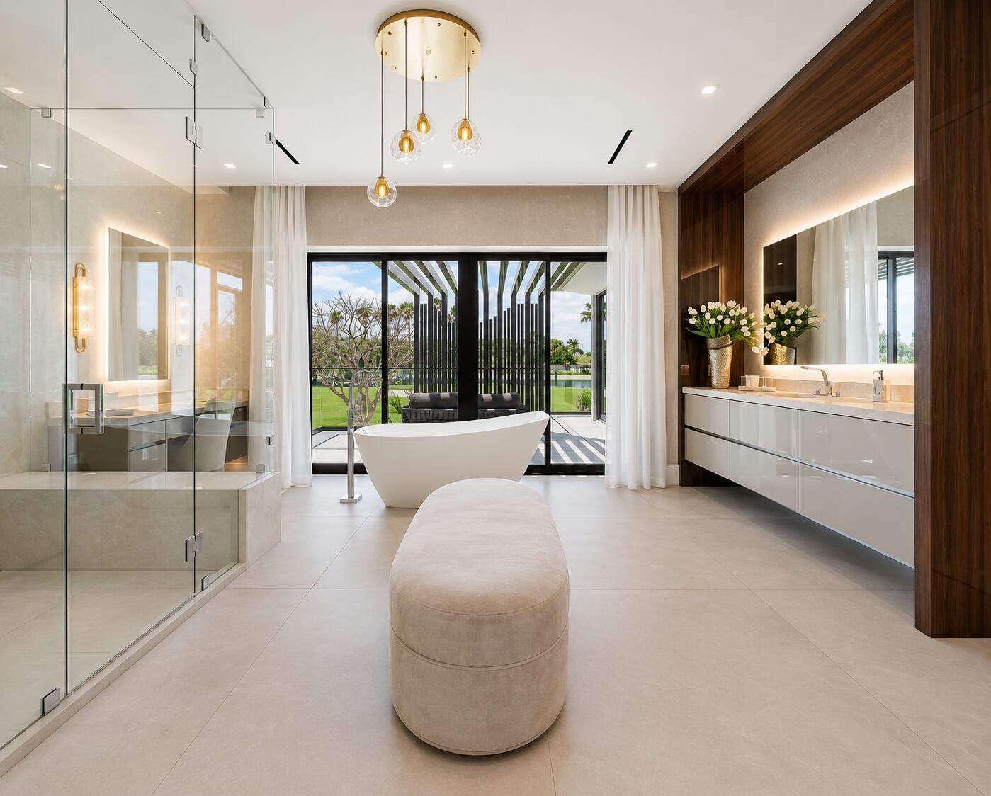 Luxury Master Bathroom with Freestanding Tub | Custom Millwork by Sunshine Alliance, Boca Raton FL