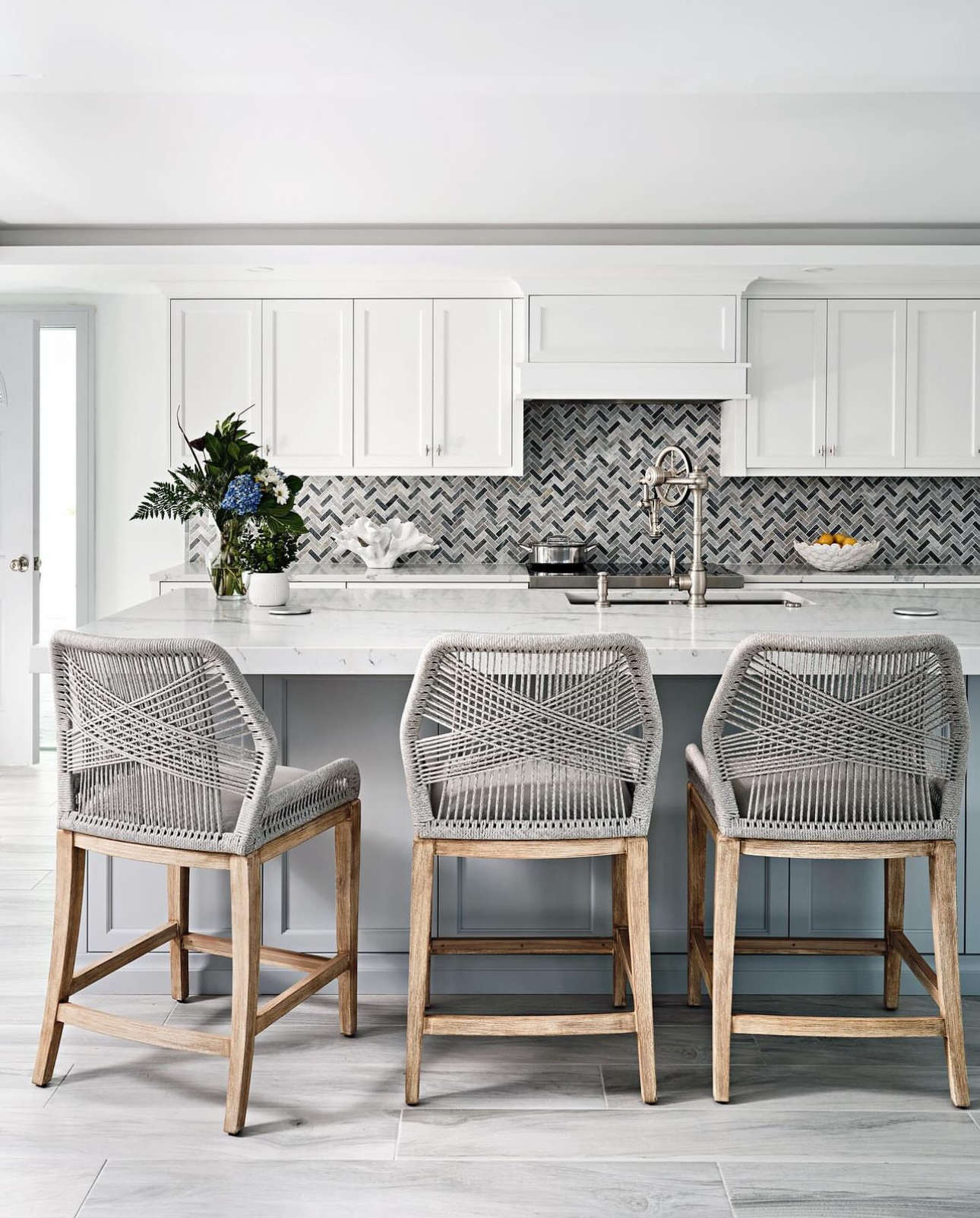 White transitional kitchen with island | Sunshine Alliance, Boca Raton FL