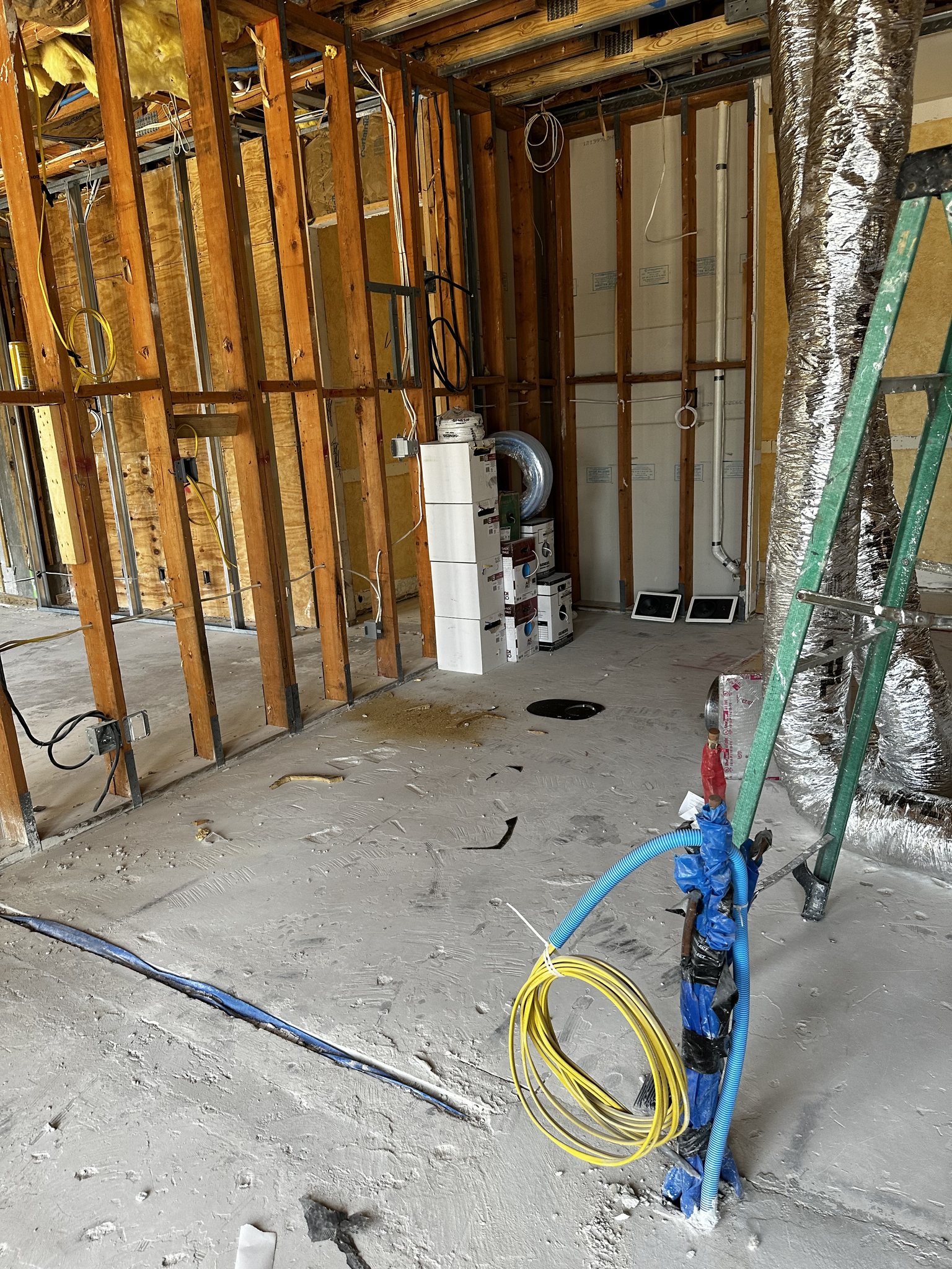 Framing and electrical rough-in at a luxury home before cabinet field measurement | Sunshine Alliance, South Florida