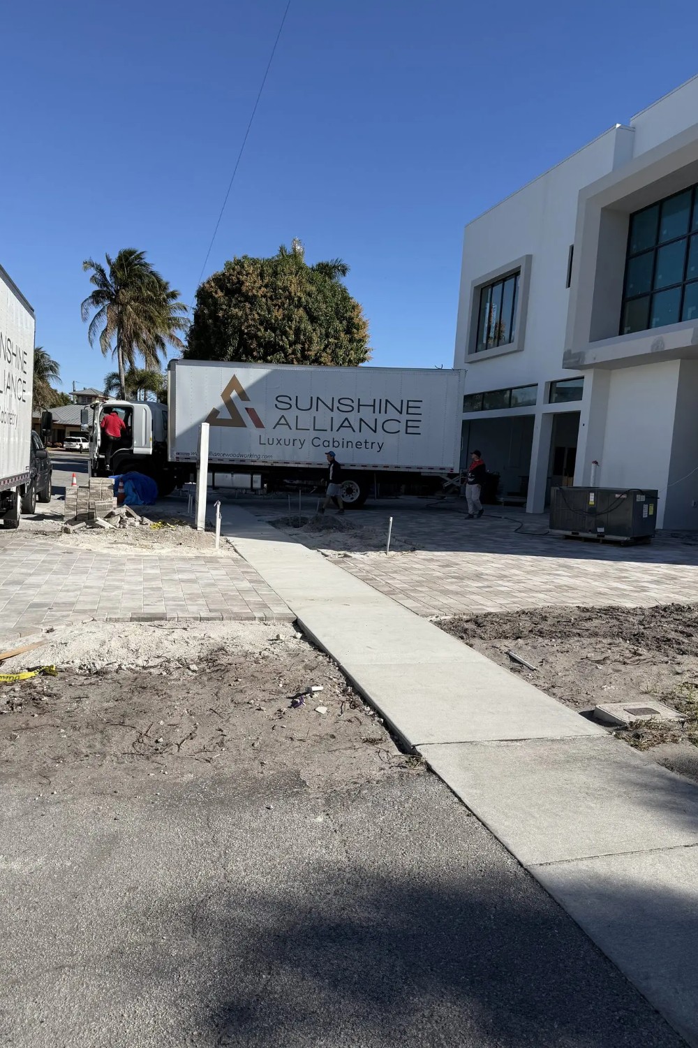 Finished custom cabinets loaded for delivery to a South Florida home by Sunshine Alliance